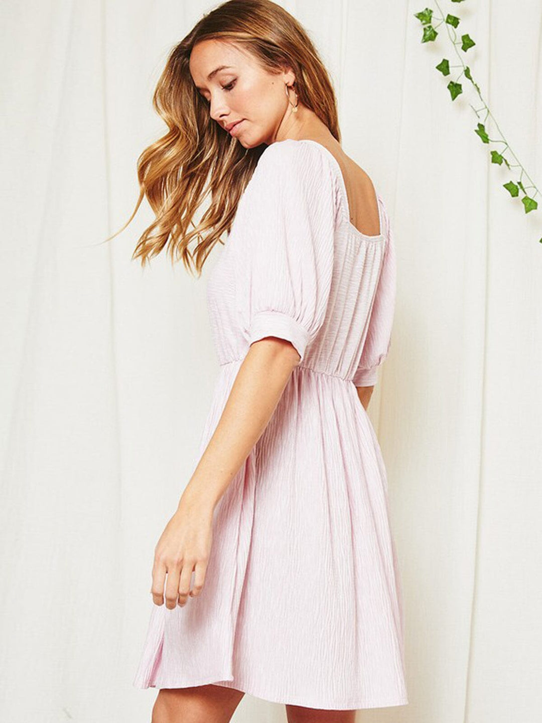 WOMEN'S SHORT PUFF SLEEVE SQUARE NECK MINI DRESS