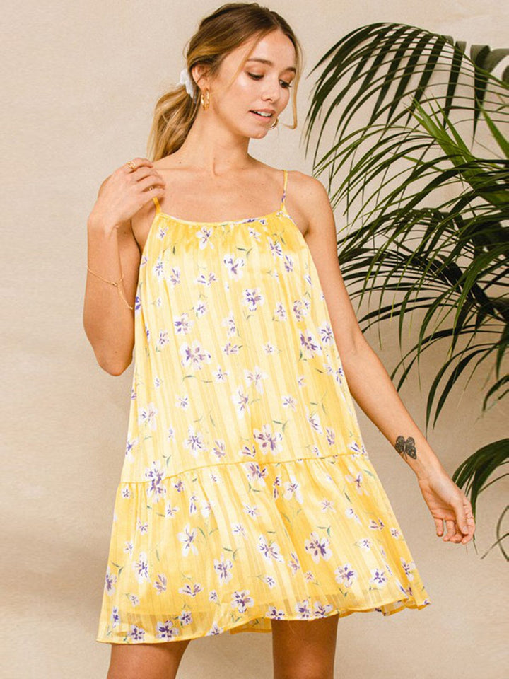 WOMEN'S SLEEVELESS TIERED TUNIC FLORAL MINI DRESS