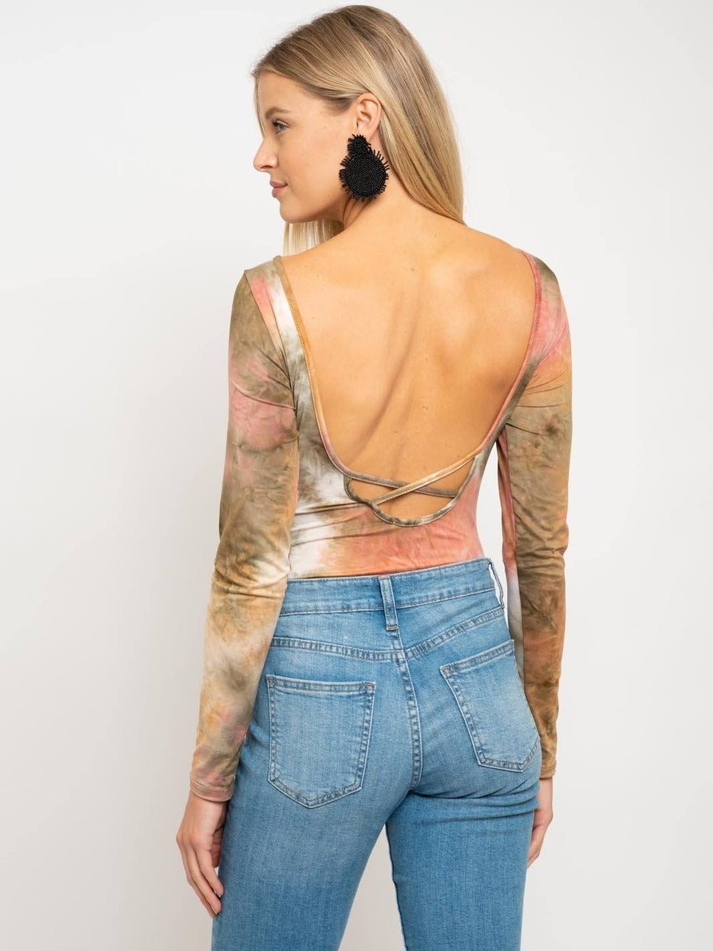 WOMEN'S TIE DYE LONG SLEEVE BODYSUIT