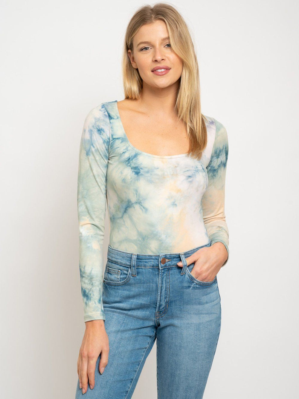 WOMEN'S LONG SLEEVE TIE DYE BODYSUIT
