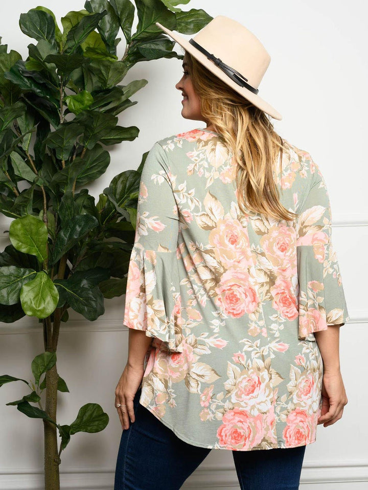 PLUS SIZE FLORAL BABYDOLL TOP
