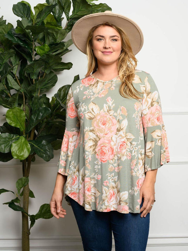 PLUS SIZE FLORAL BABYDOLL TOP