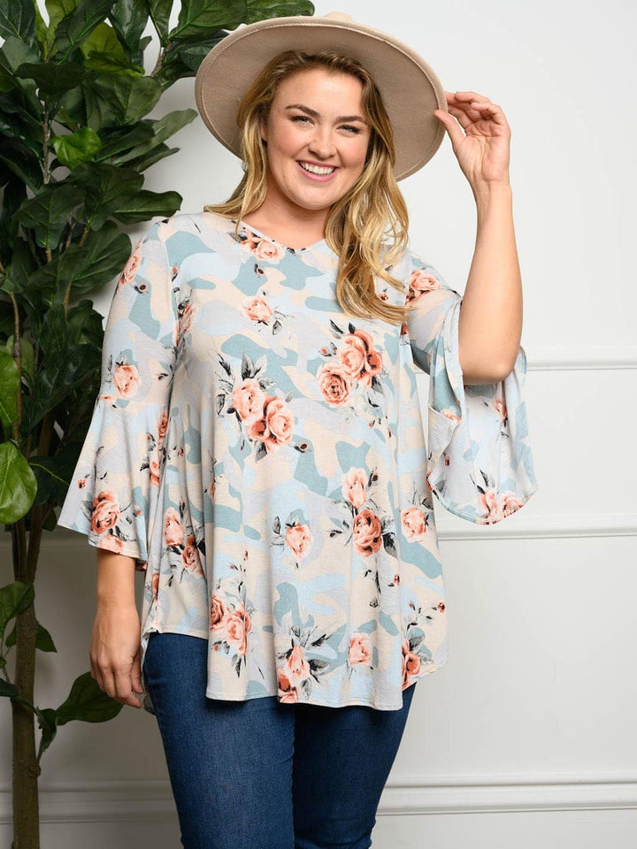 PLUS SIZE FLORAL BABYDOLL TOP