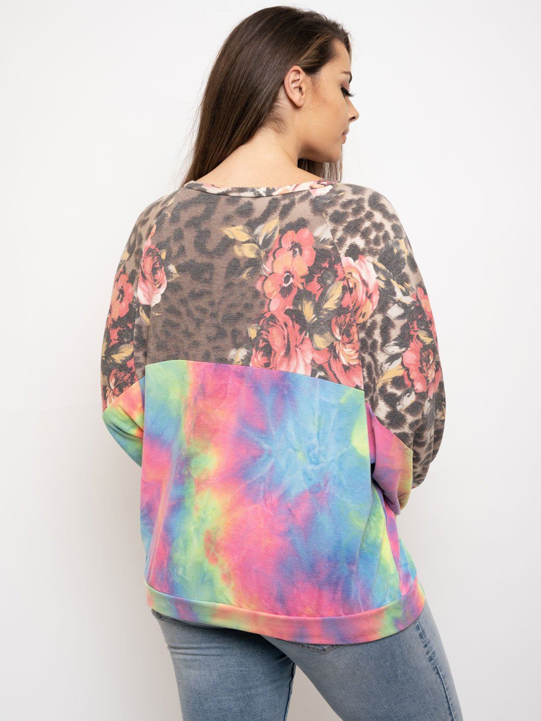 PLUS SIZE ANIMAL PRINT LONG SLEEVE TOP