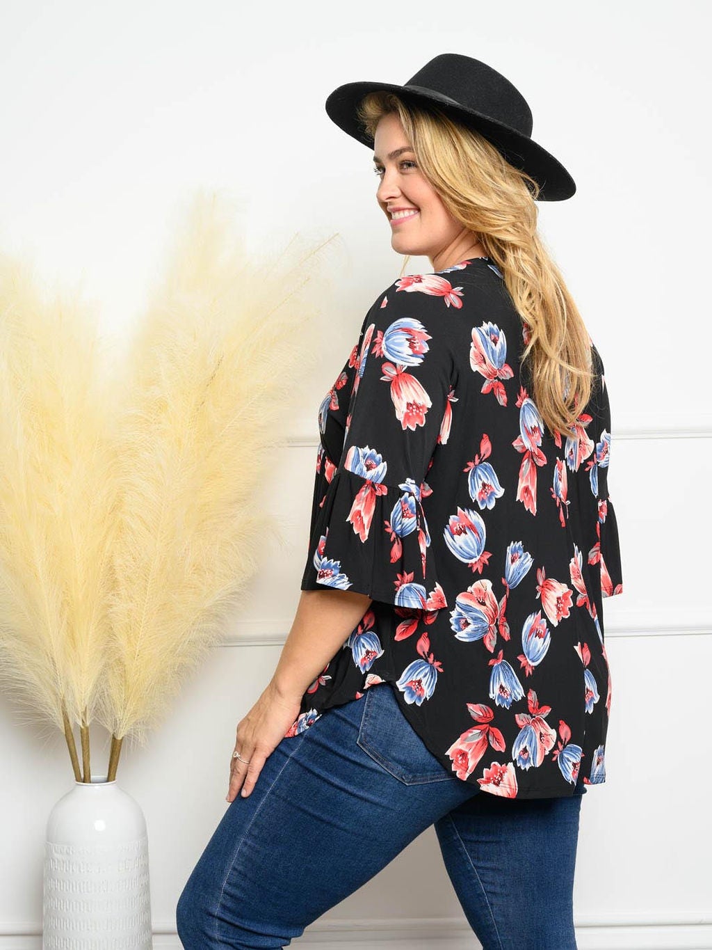 PLUS SIZE 3/4 SLEEVES TUNIC TOP