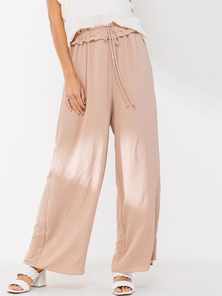 WOMEN'S SMOCK WAIST BELL BOTTOM PANTS