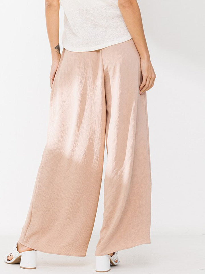 WOMEN'S SMOCK WAIST BELL BOTTOM PANTS