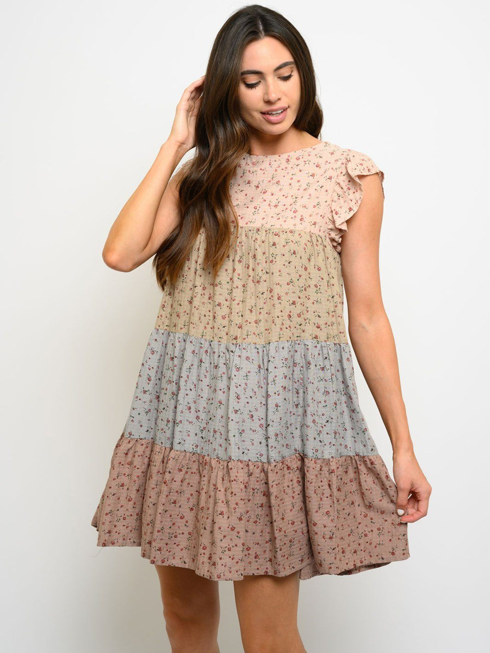 WOMEN'S FLORAL BABY DOLL MINI DRESS