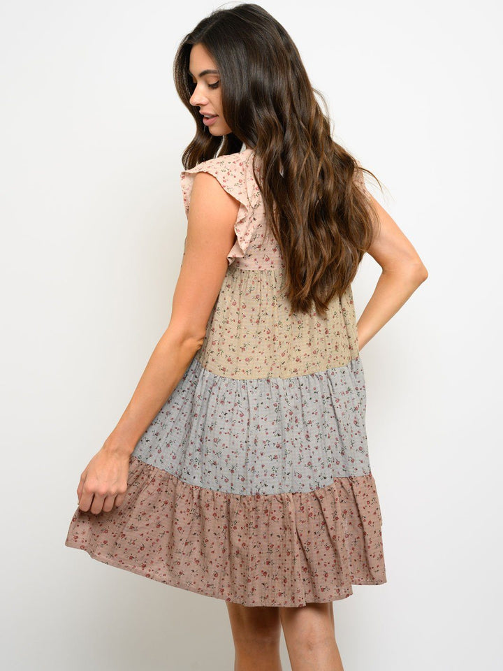 WOMEN'S FLORAL BABY DOLL MINI DRESS