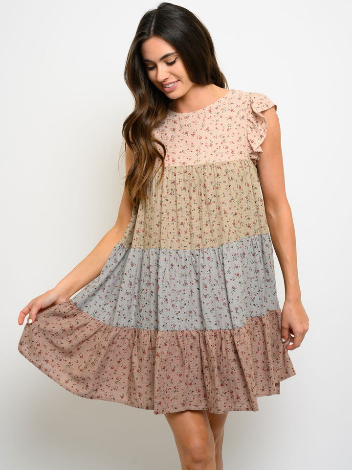 WOMEN'S FLORAL BABY DOLL MINI DRESS