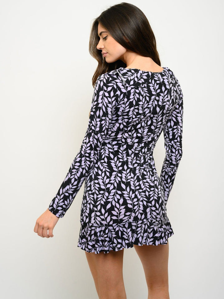 WOMEN'S LONG SLEEVE SHIRRING DETAIL DRESS