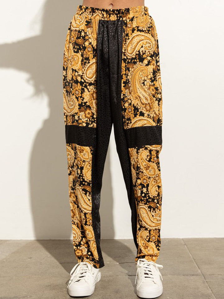 WOMEN'S MULTI PRINT ELASTIC WAIST PANTS