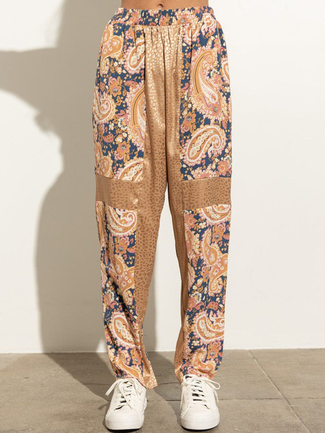 WOMEN'S MULTI PRINT ELASTIC WAIST PANTS