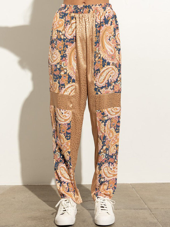 WOMEN'S MULTI PRINT ELASTIC WAIST PANTS