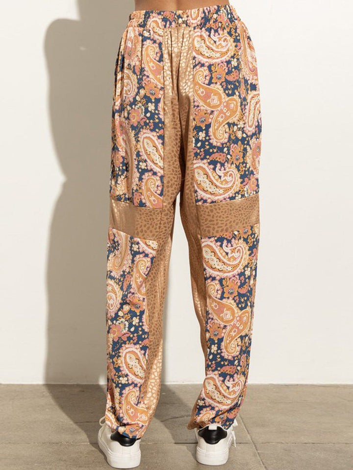 WOMEN'S MULTI PRINT ELASTIC WAIST PANTS