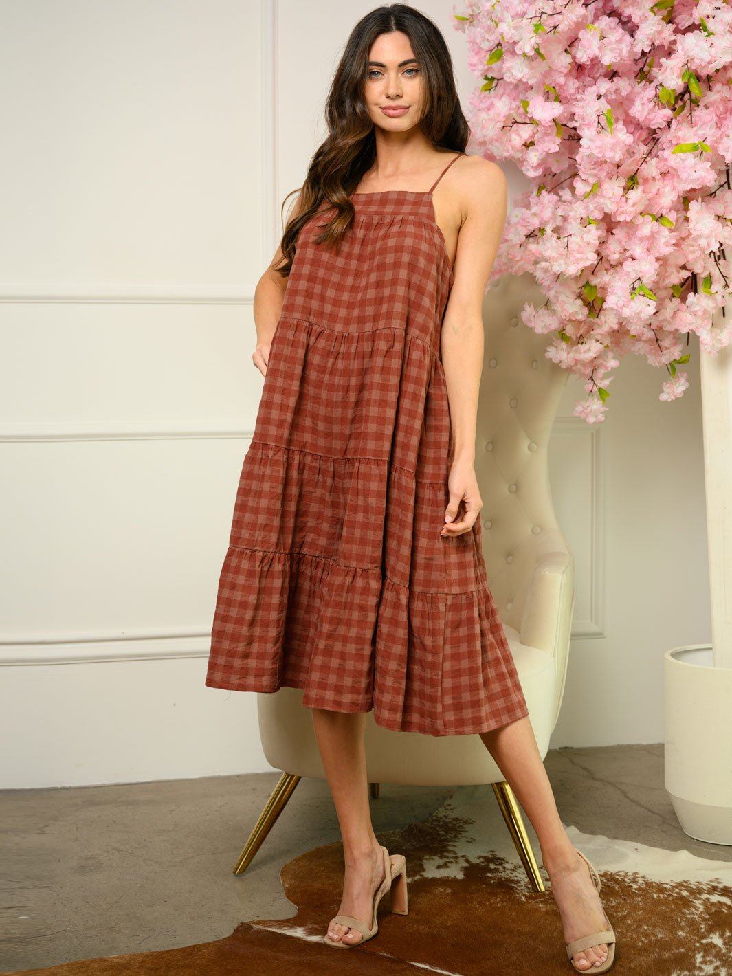 WOMEN'S PLAID RUFFLE ROMPER