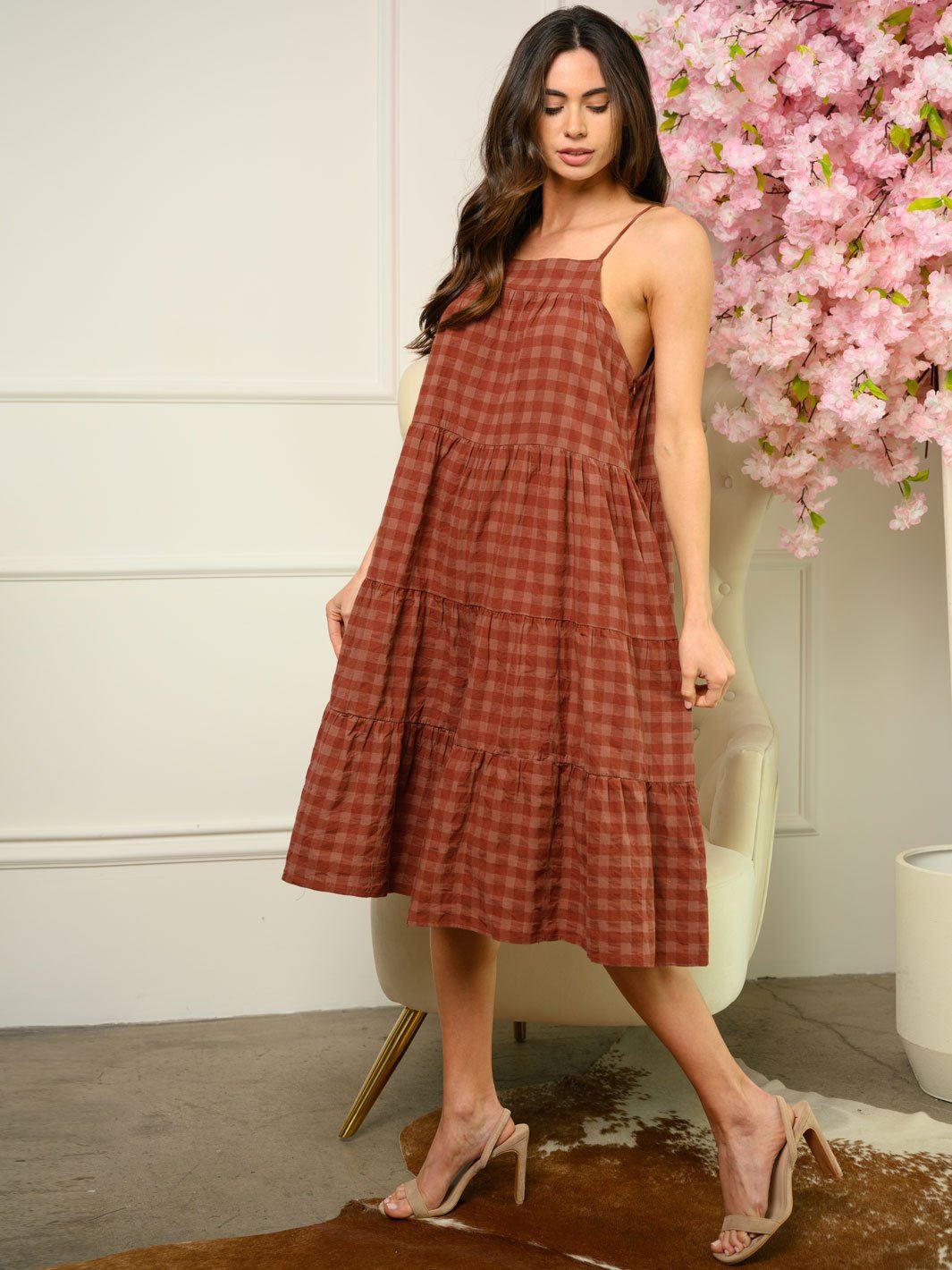 WOMEN'S PLAID RUFFLE ROMPER