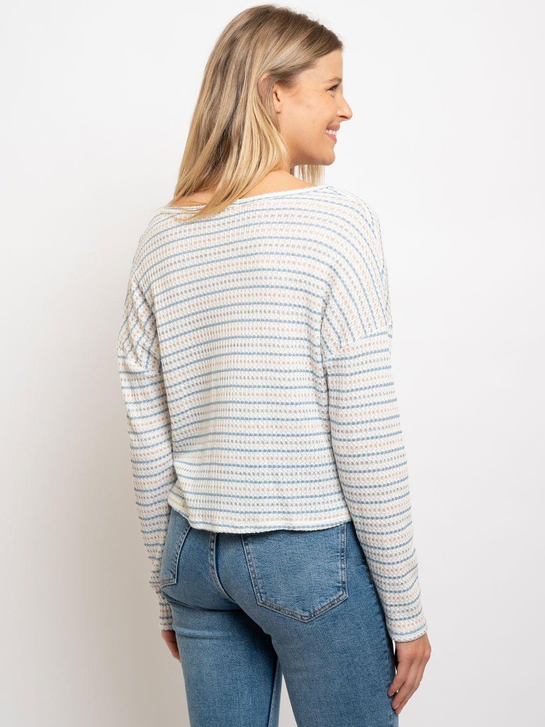 WOMEN'S V-NECK BUTTONS SWEATSHIRT TOP