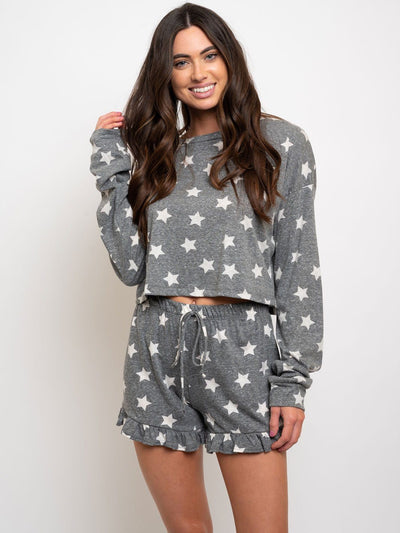 WOMEN'S CHARCOAL STARS SHORTS