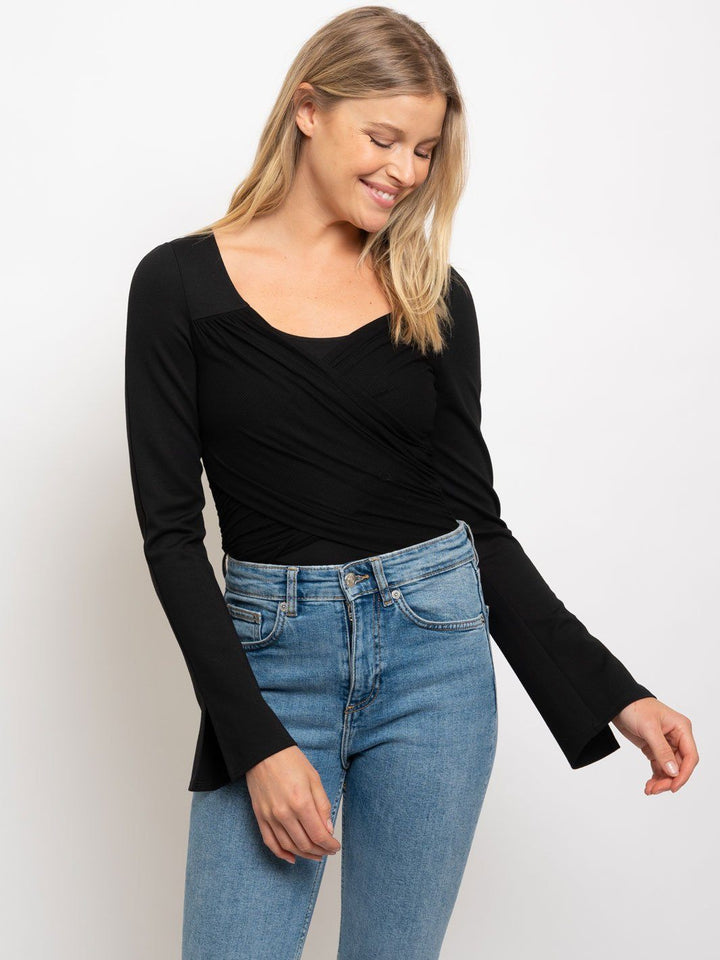 WOMEN'S WRAP FRONT DETAIL BODYSUIT
