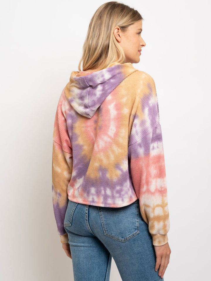 WOMEN'S DROP SHOULDER TIE DYE HOODIE SWEATSHIRT TOP