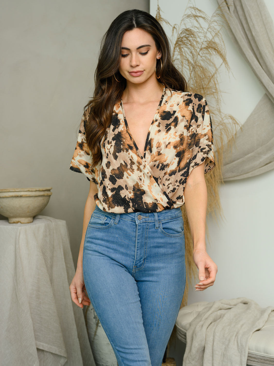 WOMEN'S SHORT SLEEVE WRAP BODYSUIT