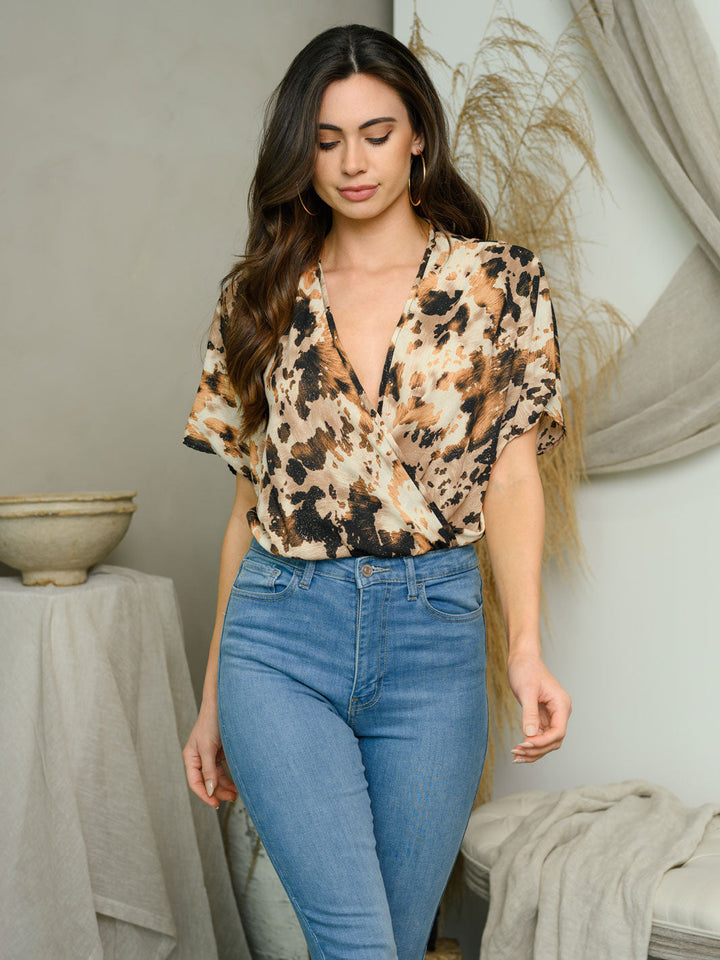 WOMEN'S SHORT SLEEVE WRAP BODYSUIT