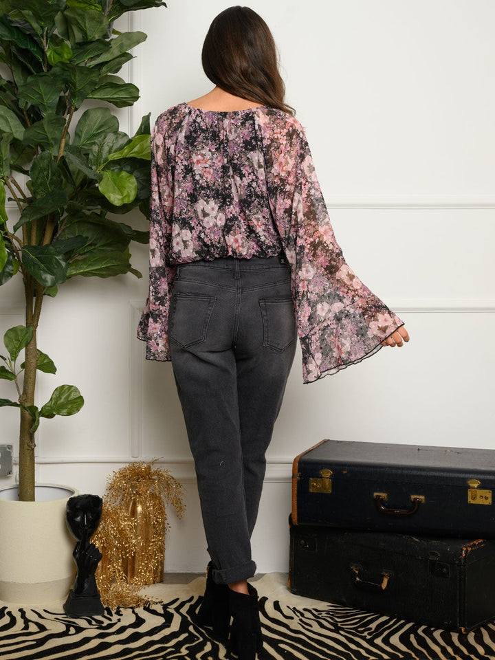 WOMEN'S BELL LONG SLEEVE FLORAL BODYSUIT