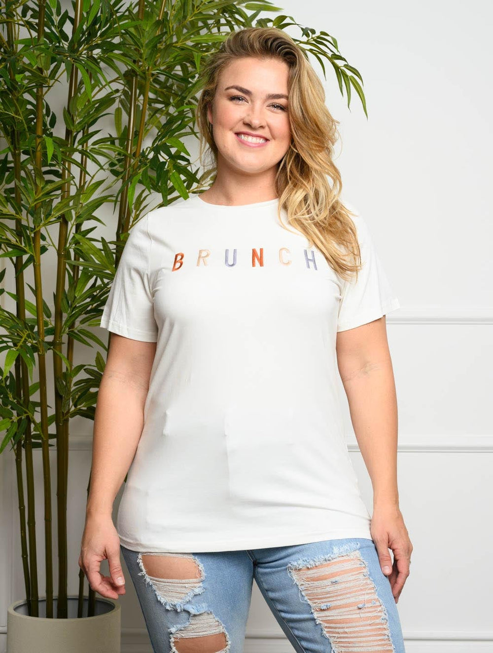 PLUS SIZE BASIC TEE GRAPHIC TOP