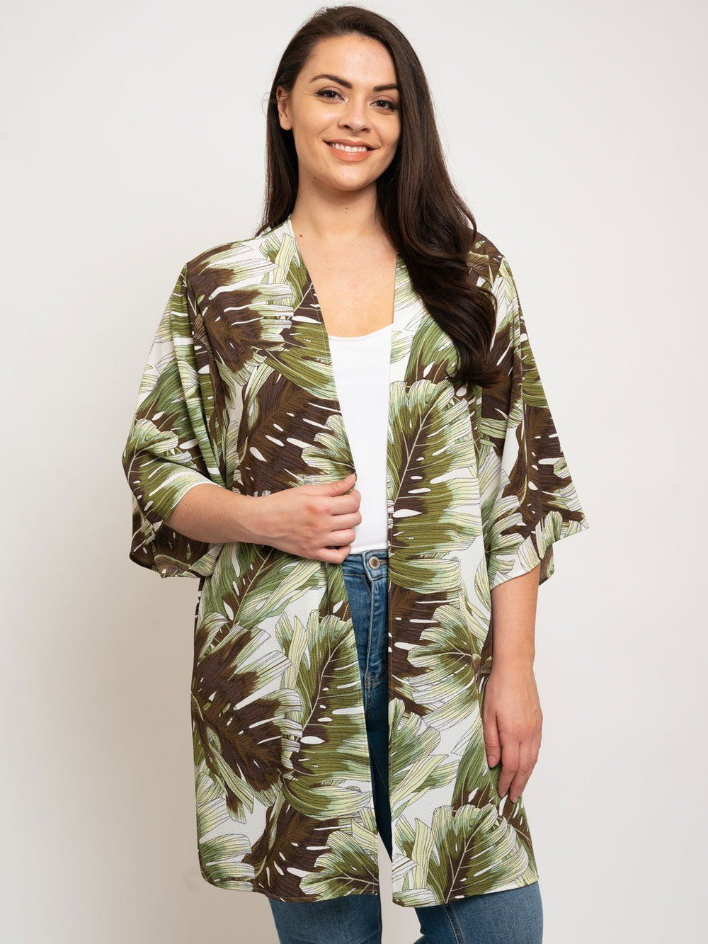 PLUS SIZE FLORAL CARDIGAN