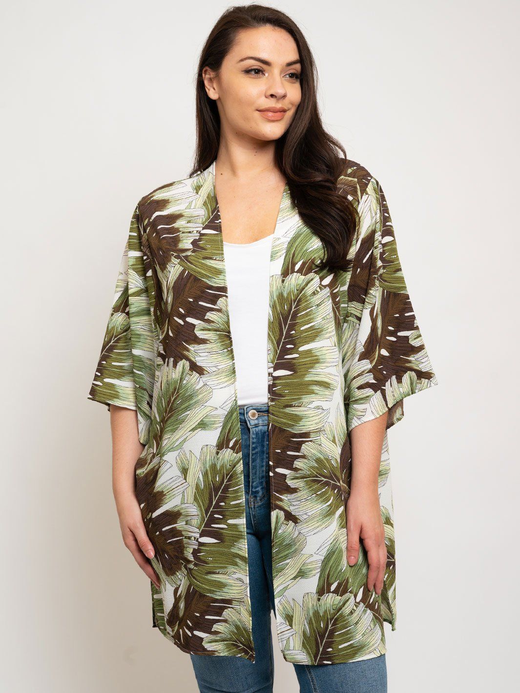 PLUS SIZE FLORAL CARDIGAN