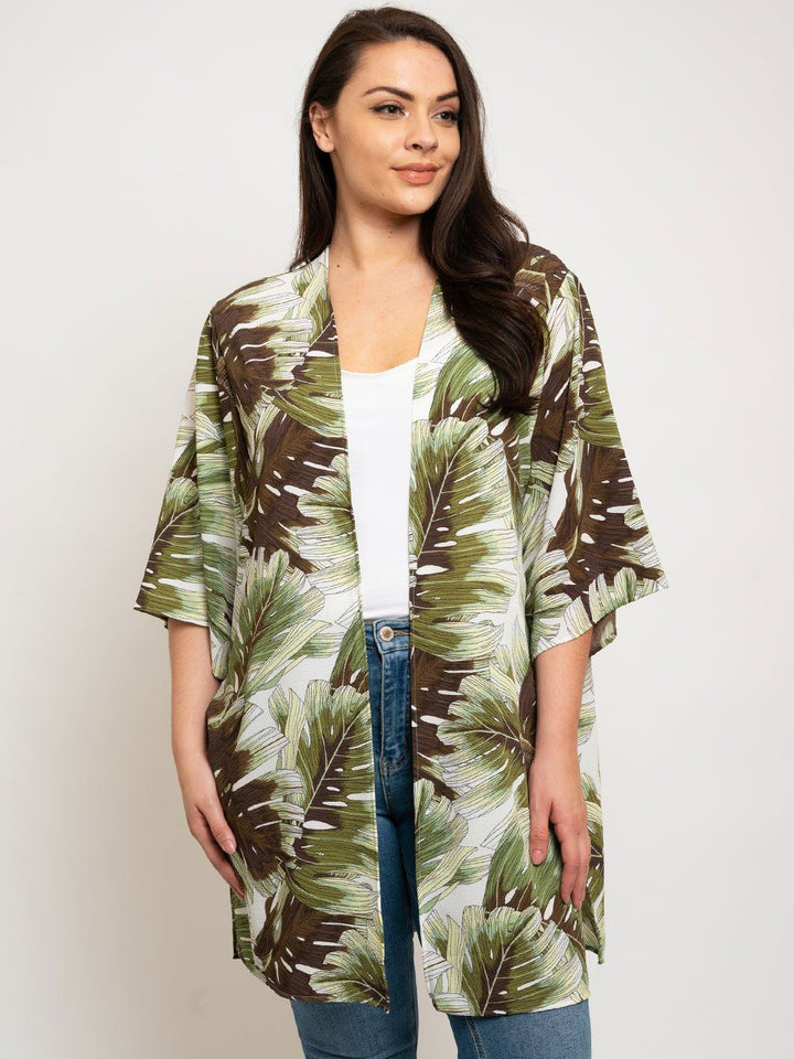 PLUS SIZE FLORAL CARDIGAN