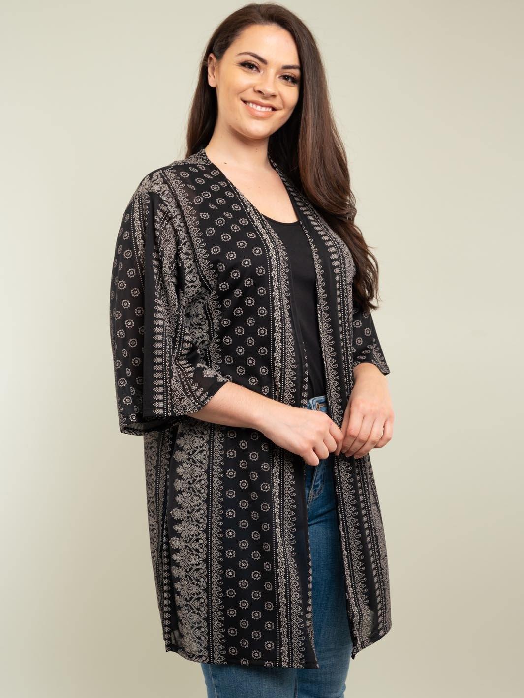 PLUS SIZE PAISLEY CARDIGAN