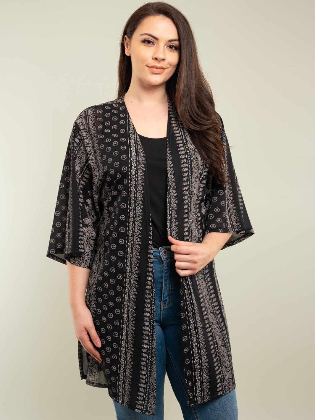 PLUS SIZE PAISLEY CARDIGAN