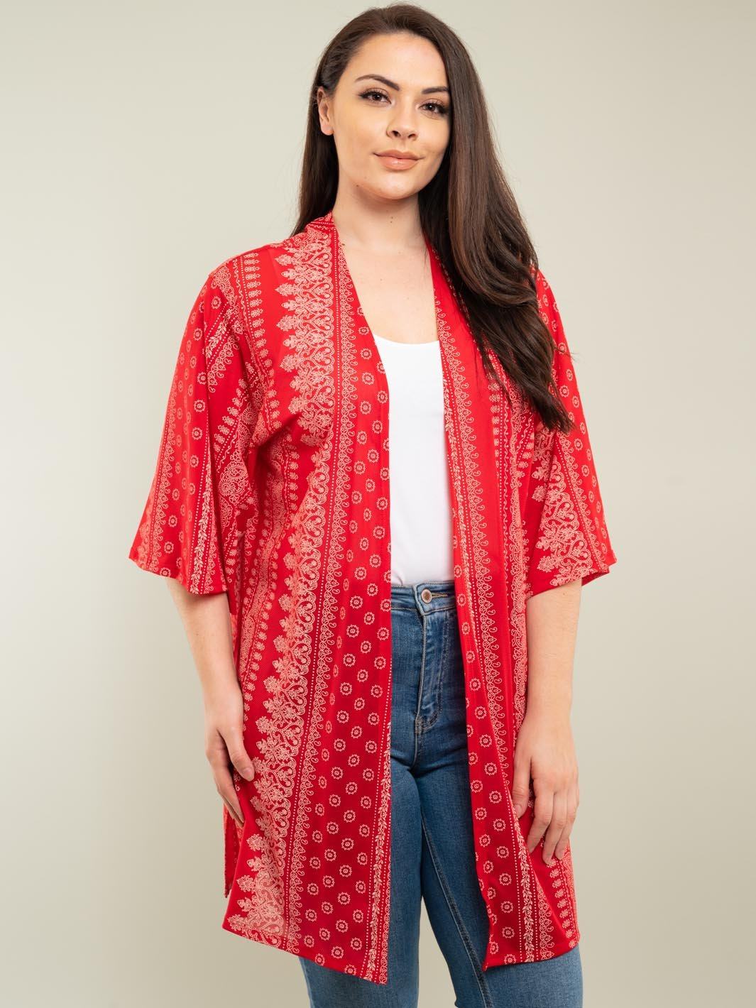 PLUS SIZE PAISLEY CARDIGAN