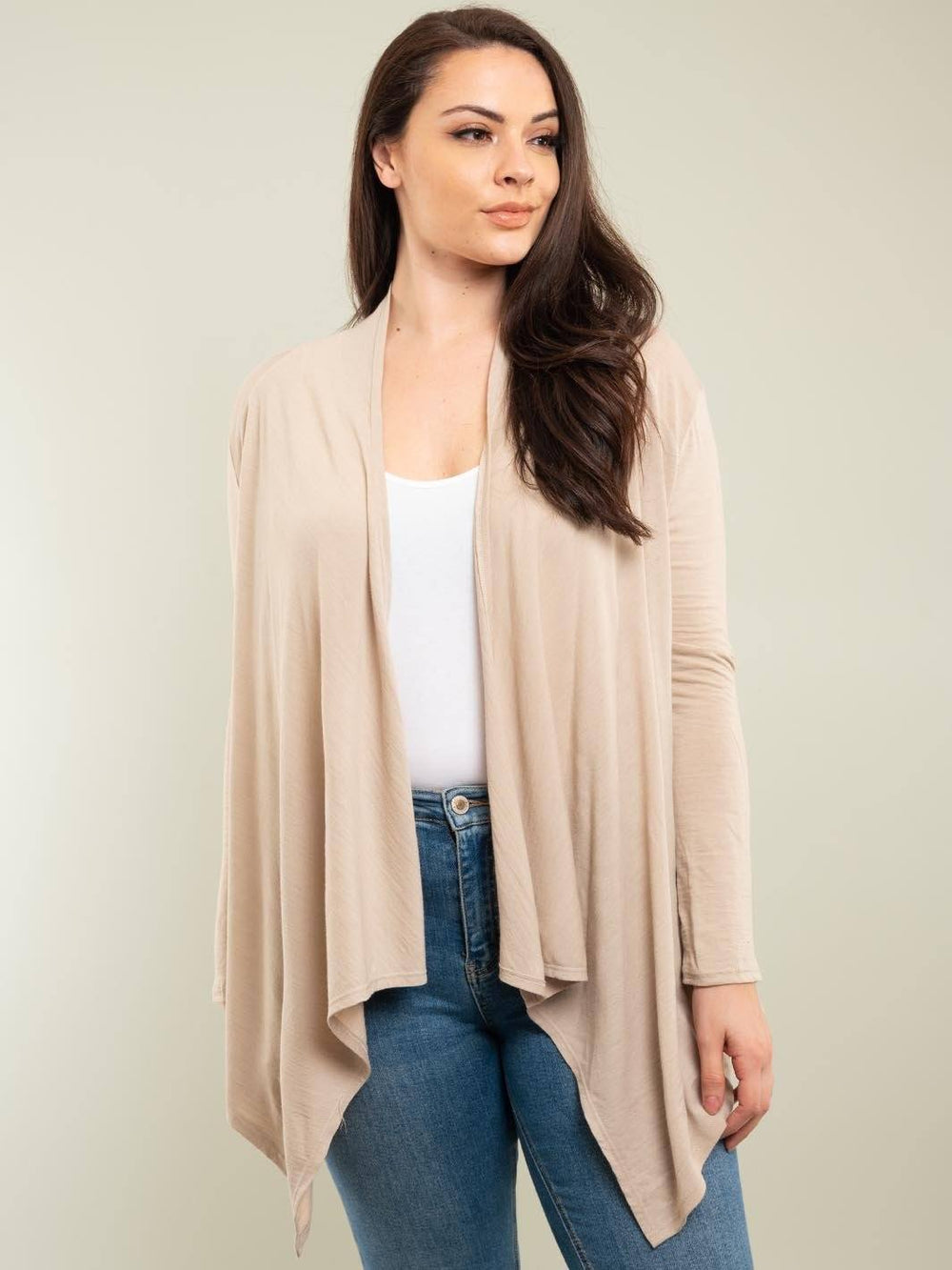 PLUS SIZE BASIC CARDIGAN