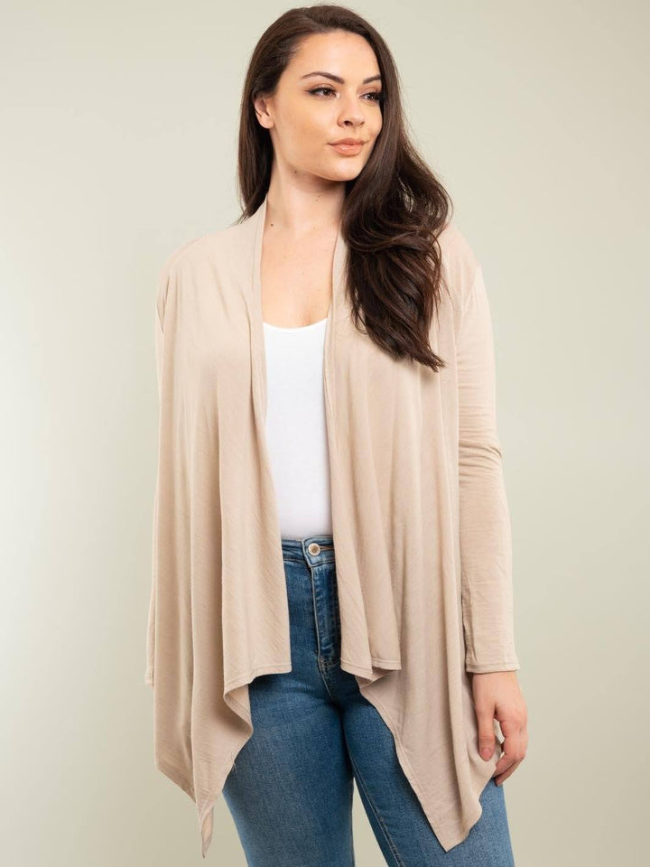 PLUS SIZE BASIC CARDIGAN
