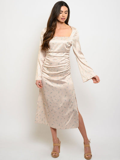 WOMEN'S FLORAL LONG SLEEVE MIDI DRESS