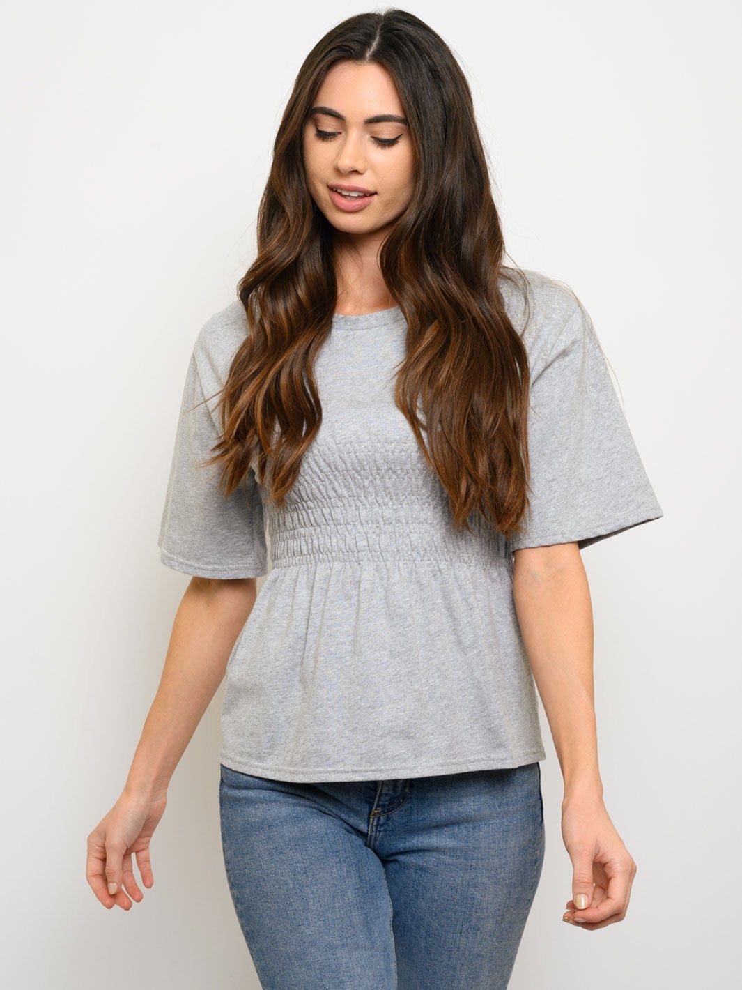 WOMEN'S SHORT SLEEVE SMOCK TOP