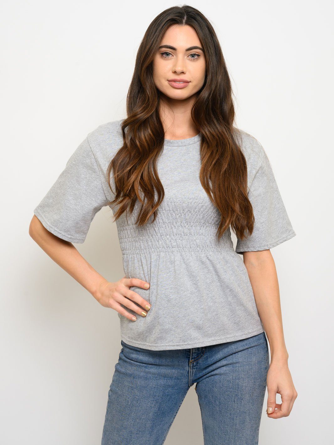 WOMEN'S SHORT SLEEVE SMOCK TOP