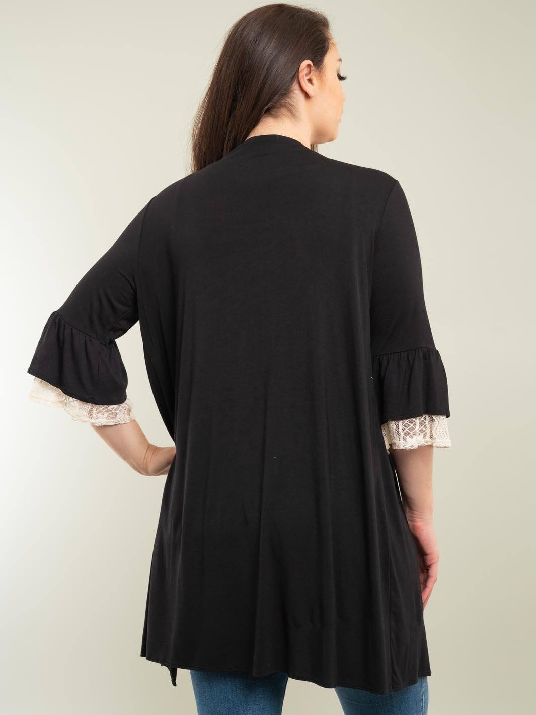 PLUS SIZE 3/4 SLEEVE CARDIGAN