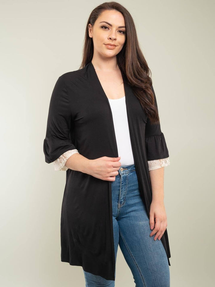 PLUS SIZE 3/4 SLEEVE CARDIGAN