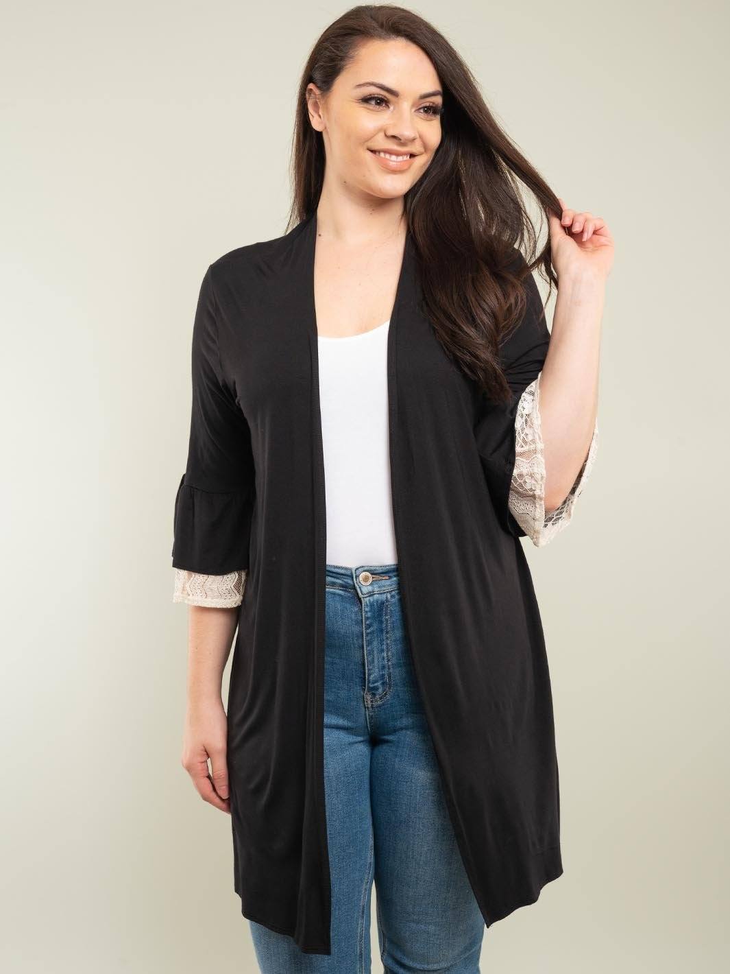 PLUS SIZE 3/4 SLEEVE CARDIGAN