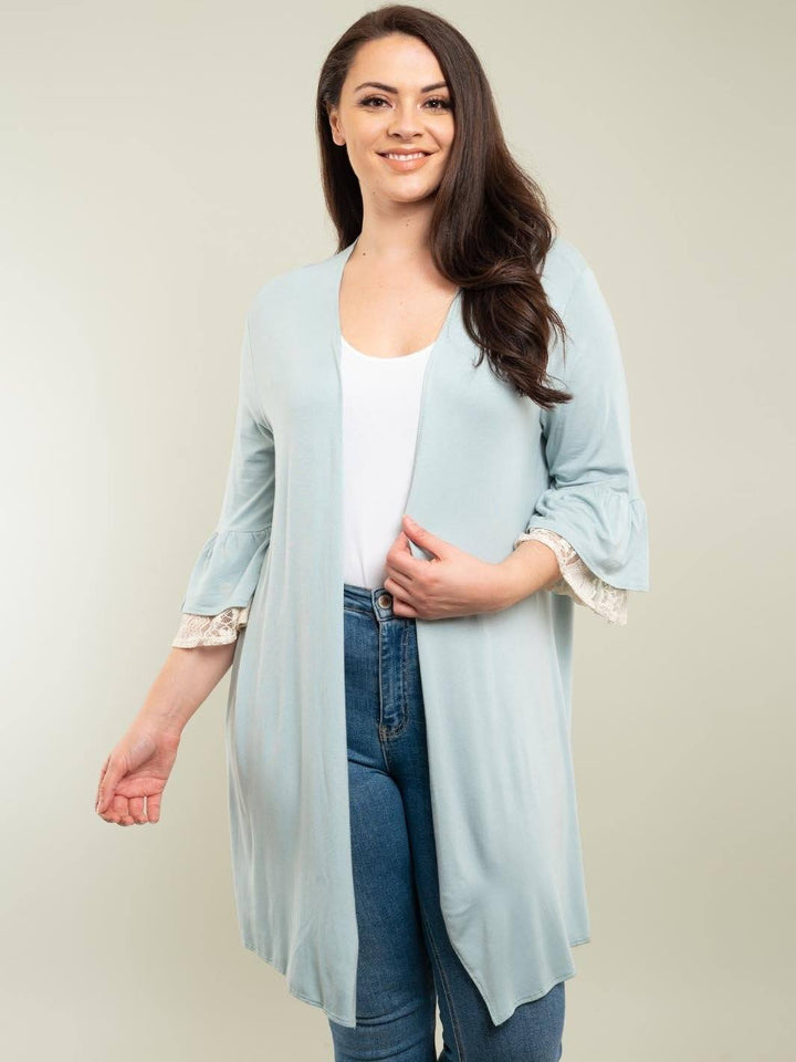 PLUS SIZE 3/4 SLEEVE CARDIGAN