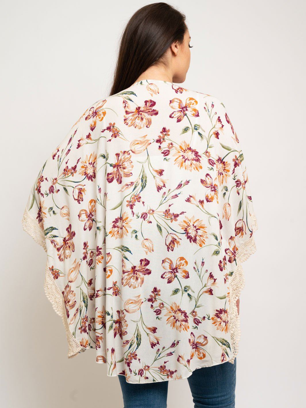 PLUS SIZE FLORAL OPEN CARDIGAN