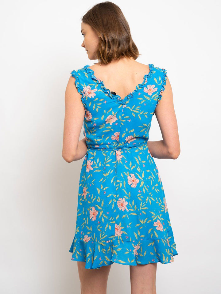 WOMEN'S FLORAL WRAP MINI DRESS