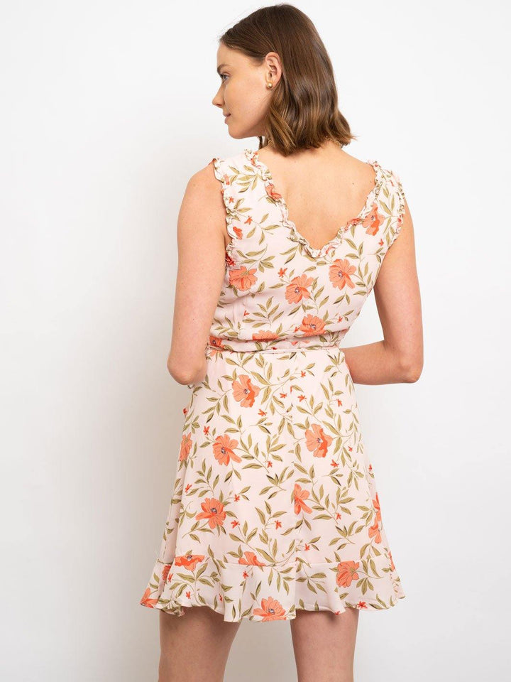 WOMEN'S FLORAL WRAP MINI DRESS