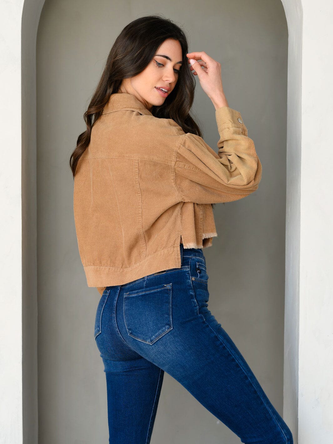 WOMEN'S LONG SLEEVE BUTTON UP CORDUROY JACKET