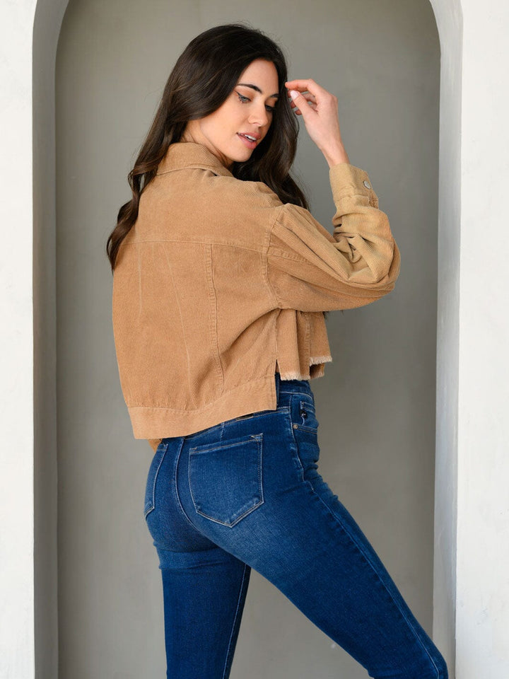 WOMEN'S LONG SLEEVE BUTTON UP CORDUROY JACKET