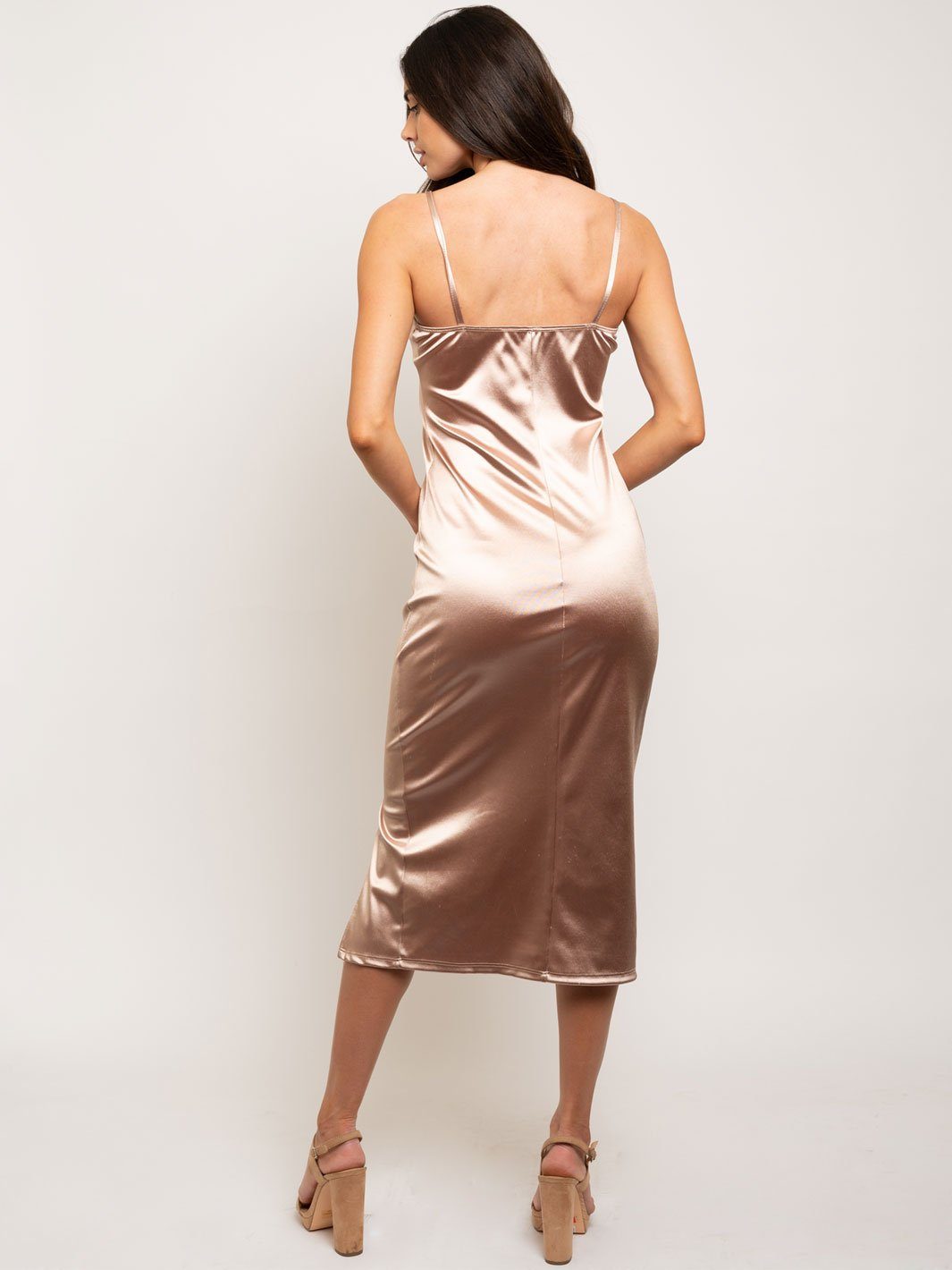 WOMEN'S V-NECK BODYCON MIDI DRESS